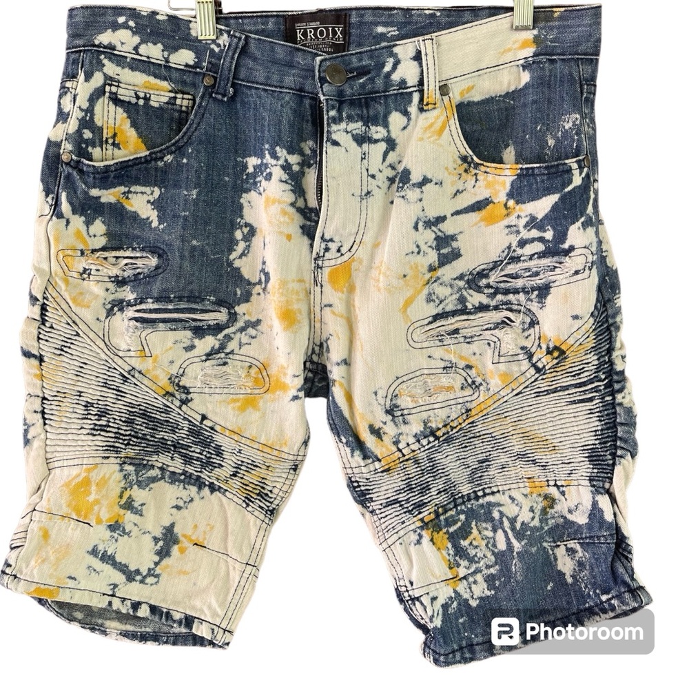 Kroix Premium Denim Multi-colored Me A Shorts, Size 38, 12” Inseam